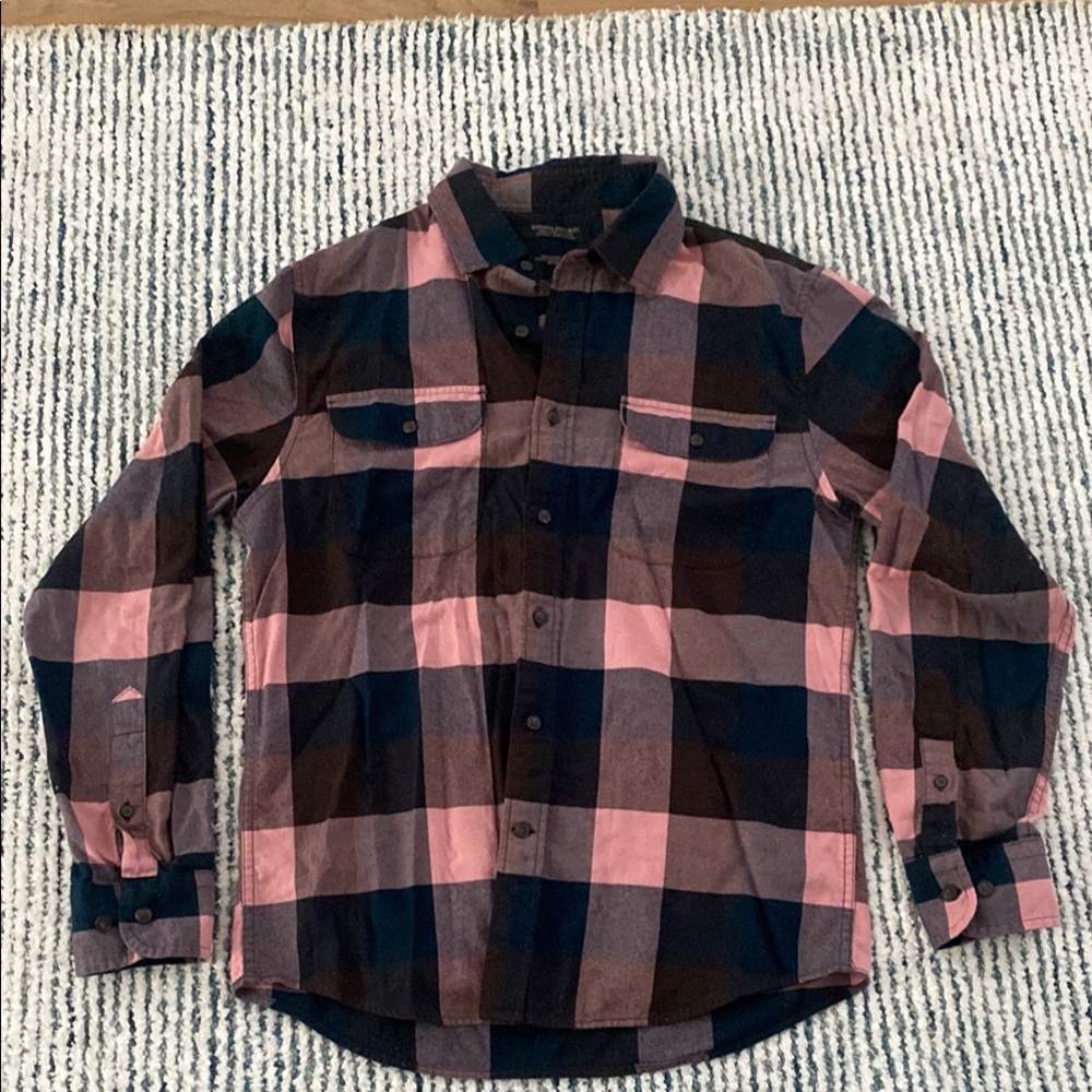 Banana Republic Plaid Button-Up Shirt - Pink and Blue small